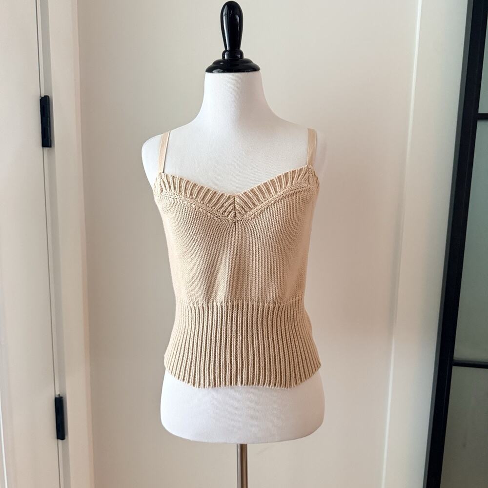 Y2K Victoria’s Secret Mota Intl Sweater Tank Top M Cream Cotton Knit - Picture 2 of 12